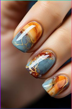 Thanksgiving is a time for gratitude, family, and festive gatherings. Celebrate the season with one of these 25 creative nail designs that reflect the holiday spirit! Fall, ideas, short, art, colors, inspo, snoopy, designs acrylic, easy, simple. Water Color Nails, Colorful Nail, Stylish Nails Designs, Thanksgiving Nails, Fall Nail Art, Fall Nail, Fabulous Nails, Nail Designs Spring, Nail Art Inspiration