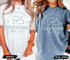 Bride On Cloud Nine Bachelorette Shirt, Custom Location Bachelorette Party Shirt, Bach Club, Personalized Luxury Bachelorette, Match Made In by LaviRoseStudio on Etsy Summer Crew Neck Shirt For Bachelorette Party, Bachelorette Party On Cloud Nine, Summer Crew Neck T-shirt For Bachelorette Party, Spring Crew Neck T-shirt For Bachelorette Party, Cotton Graphic Print T-shirt For Bachelorette Party, Luxury Bachelorette, Bleach Wash, Bachelorette Trip, Bachelorette Shirts