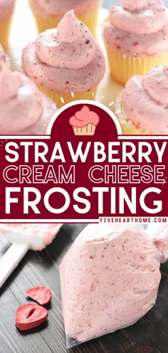 Strawberry Cream Cheese Frosting Freeze Dried Strawberry Frosting, Strawberry Frosting Recipes, Cream Cheese Cupcakes, Strawberry Cream Cheese Frosting, Dinner Party Dishes, Frosting Recipes Easy, Impressive Dinner, Icing Recipes