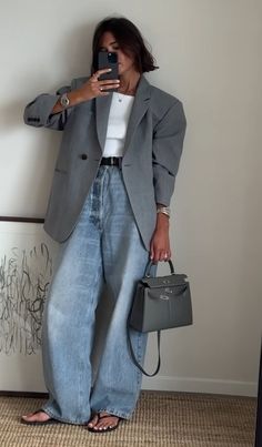 Grey Blazer Outfit, Outfit Chic, Corporate Outfits, Mode Casual, Business Outfit, Blazer Outfits, 가을 패션