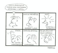 a comic strip with different expressions in spanish