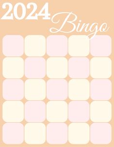 a pink and white calendar with the words,'2012 - 2014 bingo '