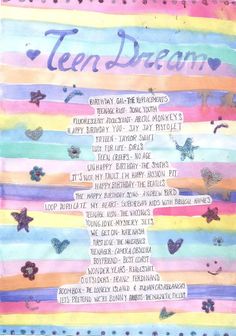 a poster with words written on it that says, ten dreams and butterflies in different colors