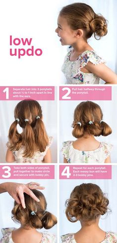 Hairstyles For Long Hair Easy, Girls School Hairstyles, Easy Little Girl Hairstyles, Easy Hairstyles For Kids, Low Updo, Easy Updo, Cute Simple Hairstyles, Sopot, Back To School Hairstyles