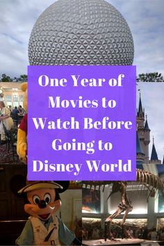 the disney world with text overlay that reads one year of movies to watch before going to disney world