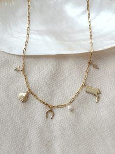 Coastal Cowgirl Multi Charm Necklace, 14K Gold Filled Pearl Charm Necklace, Cowboy Charm Necklace, Summer Necklace, Gifts for Women - Etsy Coastal Cowgirl Jewelry, Pretty Stacks, Fresh Pearl Necklace, Cowboy Boot Necklace, Charm Necklace Diy, Cowgirl Necklaces, Nashville Outfit, Pearl Charm Necklace