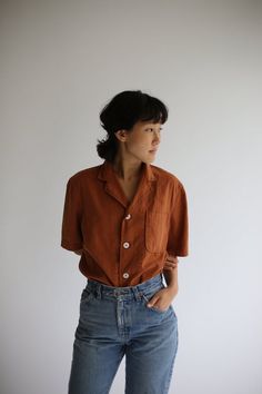 Rust Shirt Outfit, Small Shoulders, Vintage Workwear, Rust Orange, Work Shirt, Mode Inspo, Work Shirts, Terra Cotta, Looks Vintage