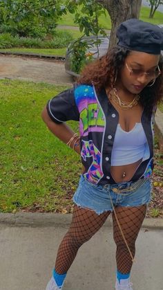 90 Theme Party Outfit, 90’s Theme Party Outfit, Dancehall Outfits, Cookout Outfit, Outfit 80s, Look Hip Hop, 90s Fashion Party