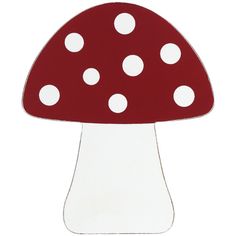 a red and white mushroom with polka dots on it's cap is shown in front of a white background