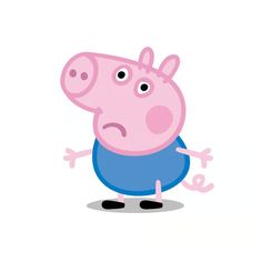 a cartoon pig with an angry look on it's face and arms, standing in front of a white background