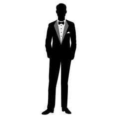 the silhouette of a man in a tuxedo