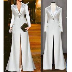 White Evening Dress, White Suit, Dresses Simple, Maxi Dress Prom, فستان سهرة, Black Wedding Dresses, Wedding Dress Sleeves, Moda Vintage, Looks Chic