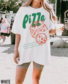 Satisfy your style cravings with this vintage-inspired Pizza tee! Featuring a bold pizza graphic this shirt adds a slice of retro fun to any casual look. The text at the bottom reads, " Pizza is the perfect food because it is the only food that you can eat with your hands and still look classy."  We use professional quality DGT printing on all our apparel. Direct-to-garment, or DTG, is a high quality printing method that sprays ink directly onto the garment so there is no peeling or cracking. Th Bold Tshirt Design, Retro Pizza, Aesthetic Pizza, Pizza Graphic, Pizza Tee, Graphic Tee Men, Pizza Tshirt, Pizza Shirt, Retro Graphic Tees