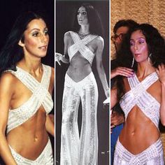 Cher Sparkly Outfit, Cher Silver Outfit, Cher Red Carpet Looks, Cher Butterfly Outfit, Cher Singer Halloween Costume, Iconic Cher Outfits, Cher Fashion 70s, Cher Costume 70's, 80s Club Fashion