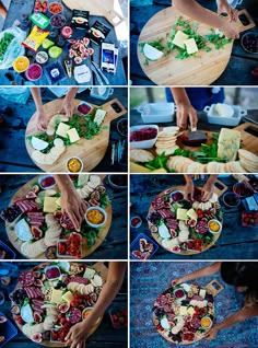 a collage of photos showing different types of food