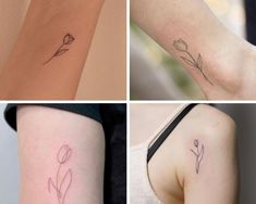 four different tattoos on the arms and legs