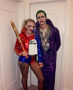 two people in costumes standing next to each other