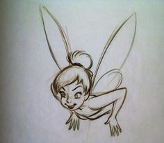 Tinker Bell by Marc Davis Tinker Bell Illustration, Tinker Bell Sketch, Tinkerbell Sketch, Bell Sketch, Tinkerbell Drawing, Tinker Bell Tattoo, Marc Davis, Tinkerbell Disney