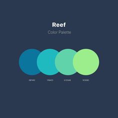 the color palette for reef is shown in blue, green, and light blue tones