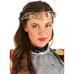 Become regal royalty this Halloween when you add this gold leaf circlet crown to your costume! You can roleplay as a prominent princess or a magical elf with this fun accessory. Featuring gold trim and an adjustable latch and chain, you will want to wear this antique gold leaf circlet as though you were a real goddess. Stay flawless you goddess you! Circlet Crown, Tiffany Costume, Decades Costumes, Halloween Antiques, Kiss Costume, Doctor Who Costumes, Crown Headpiece, My Little Pony Costume