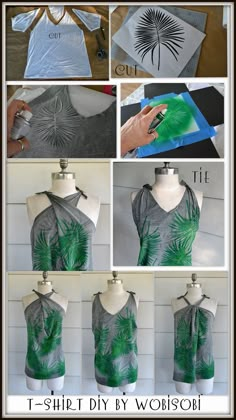 the instructions to make a t - shirt diy by wolsoii with palm leaves