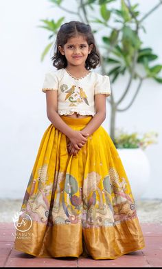 Kids Lehangas Designs Latest, Pattu Pavadai Designs, Indian Dresses For Kids, Kids Dress Collection