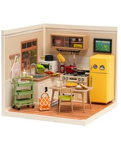 PRICES MAY VARY. [Unique House Building Set] - This diy miniature house model building kit consists of 152 pieces easy-installation parts. Follow the detailed instruction step by step and you will make it sooner. The final assmebled size is 6.4x7.1x6.0inch. [Various Playways] - The parts in the kitchen mini house kit can be placed freely,we also offer blank wallpaper to print your favorite patterns to decorate the miniature dollhouse; With the added roof and dust protection, you can place this m Making Miniatures Diy, Mini Doll House Diy, Berry Kitchen, Blank Wallpaper, House Craft, Tiny Room, Small House Layout, Mini Furniture, Diy Barbie Furniture