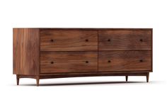 the sideboard is made from wood and has four drawers