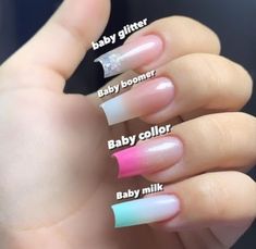 Baby Boomers Nails, Baby Glitter, Baby Color, Beauty Hacks Nails, Nails Designer, Nail Salon Design, Soft Nails