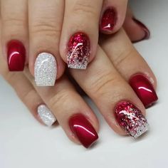 Nail Designs Winter, Nails Holiday, December Nails, Red Christmas Nails, Christmas Gel Nails, Christmas Nail Art Designs, Christmas Nails Acrylic, White Nail