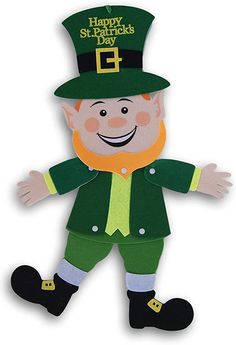 a st patrick's day decoration with a green lepreti costume and hat