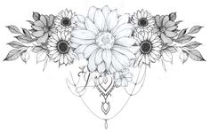 a drawing of some flowers on a white background