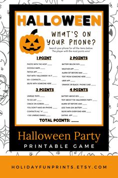 a halloween party game with pumpkins on it