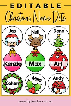 editable christmas name tags for kids to print and use on the back of an ornament