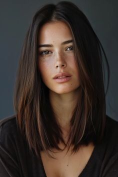 Haircut Long Straight, Dark Brown Haircut, Dark Brown Lob, Medium Hair Cuts, American Beauty, Long Bob, Hair Envy