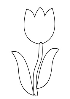 the outline of a tulip is shown in black and white on a white background