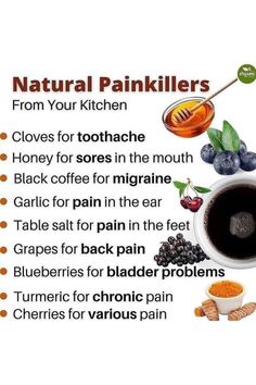 the benefits of drinking natural painkills from your kitchen, including blueberries and honey