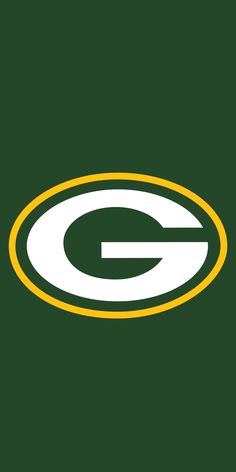 the green bay packers logo is shown on a dark green background with yellow and white stripes