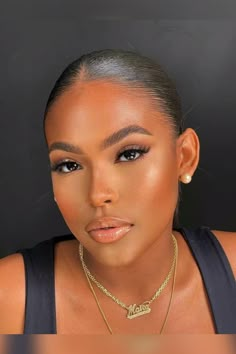 Natural Make Up On Black Women, Soft Glow Makeup Black Women, Make Up Looks Natural Brown Eyes, Brown Graduation Aesthetic, Make Up Inspo Black Woman, Black Waterline Makeup Black Women, Clean Make Up Black Women, Soft Make Up Look Natural Black Women, Soft Look Makeup Black Women