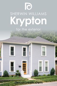 Krypton SW-6247 for the Exterior by Sherwin Williams Sw Krypton, Light Blue House Exterior, House Exterior Colors Blue, Light Blue Grey Paint, Light Blue Houses, Sherwin Williams Colors, House Updates