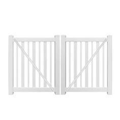 two white gates with one open and the other closed