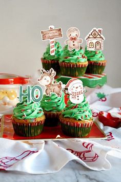 https://amzn.to/3up3Nvw Santa Party, Christmas Cupcake Toppers, Christmas Cupcake, Cupcake Decoration, Holiday Cupcakes, Watercolor Designs, Cupcake Picks, Christmas Cupcakes