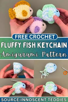 crochet fish keychain pattern with instructions to make it