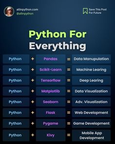 a poster with the words python for everything