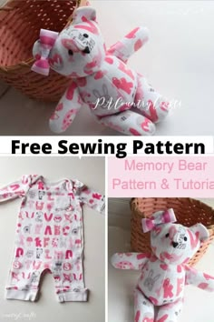 a teddy bear sewing pattern with instructions to make it