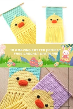 If you haven’t prepared Easter gifts yet, you might as well refer to these 10 Amazing Easter FREE Crochet Patterns. They include bunny, egg and chick, etc., #freecrochetpattern Crochet Nursery Wall Hanging Free Pattern, Crochet Wall Hanging Nursery, Crochet Easter Wall Hanging, Easter Wall Hanging, Easter Patterns, Crochet Graphs