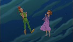 an animated image of two people floating in the water