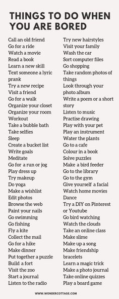 an image of a list with words that say things to do when you are bored