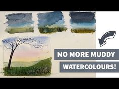 some watercolors are being used to paint trees