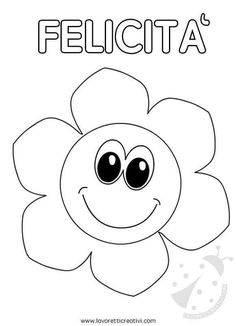 a flower with the words felicita on it and an image of a smiling face